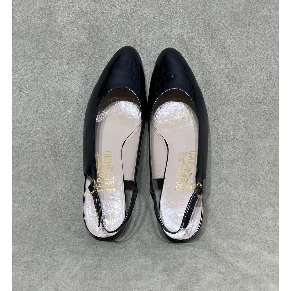 Salvatore Ferragamo Leather Slingback Pumps - Size 10